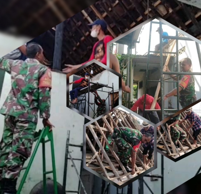 Bantu Perbaiki Atap Rumah Warga Lansia, Wujud Babinsa Bendogrit Peduli Terhadap Kesulitan Rakyat